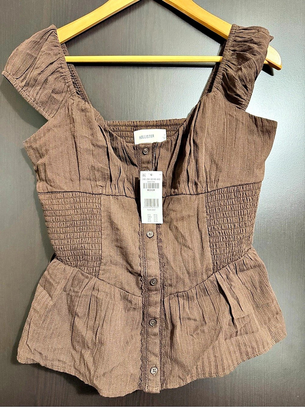 NWT Hollister Peplum Top Smocked Blouse